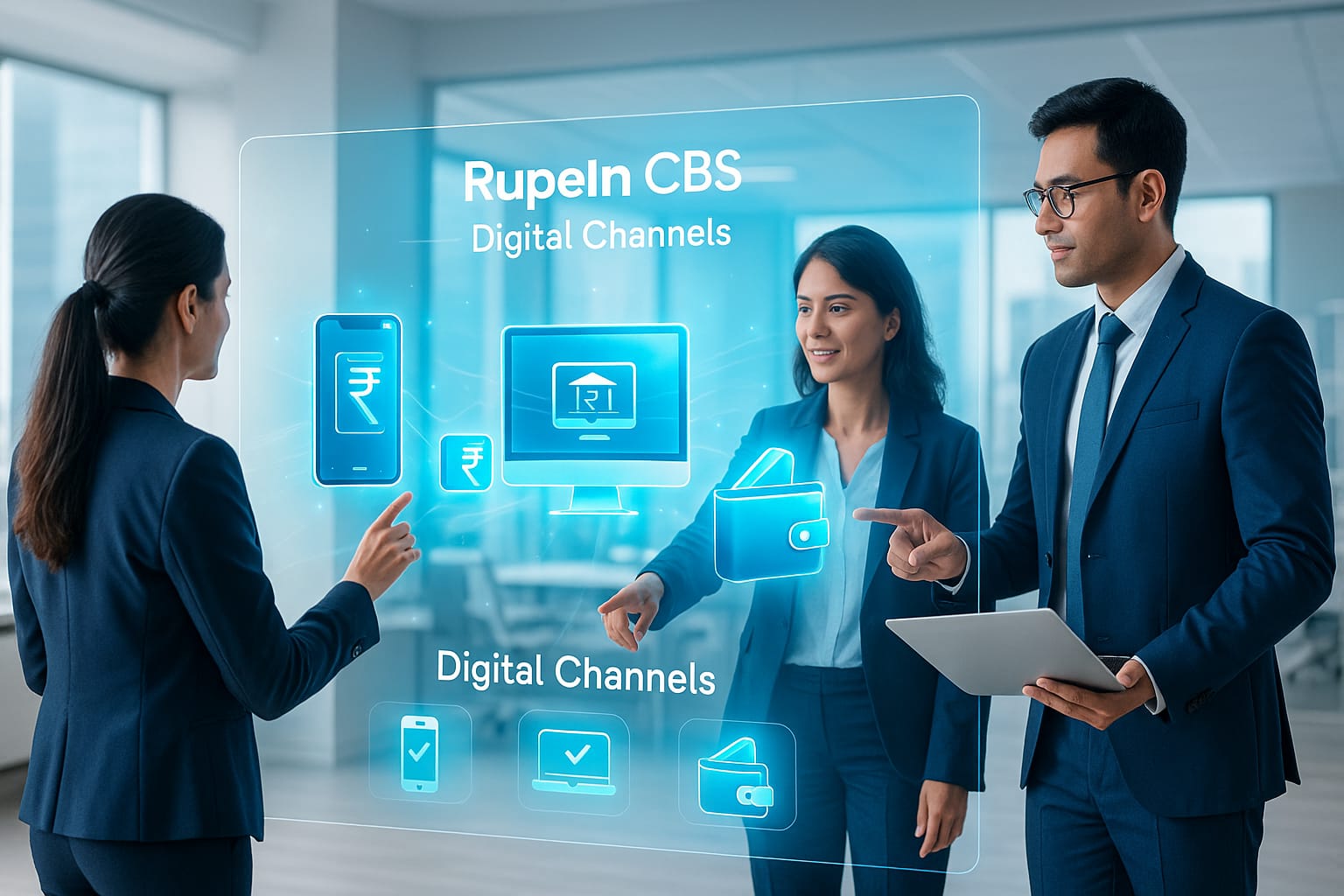 Mobile, internet and wallet banking integration in RupeIn CBS