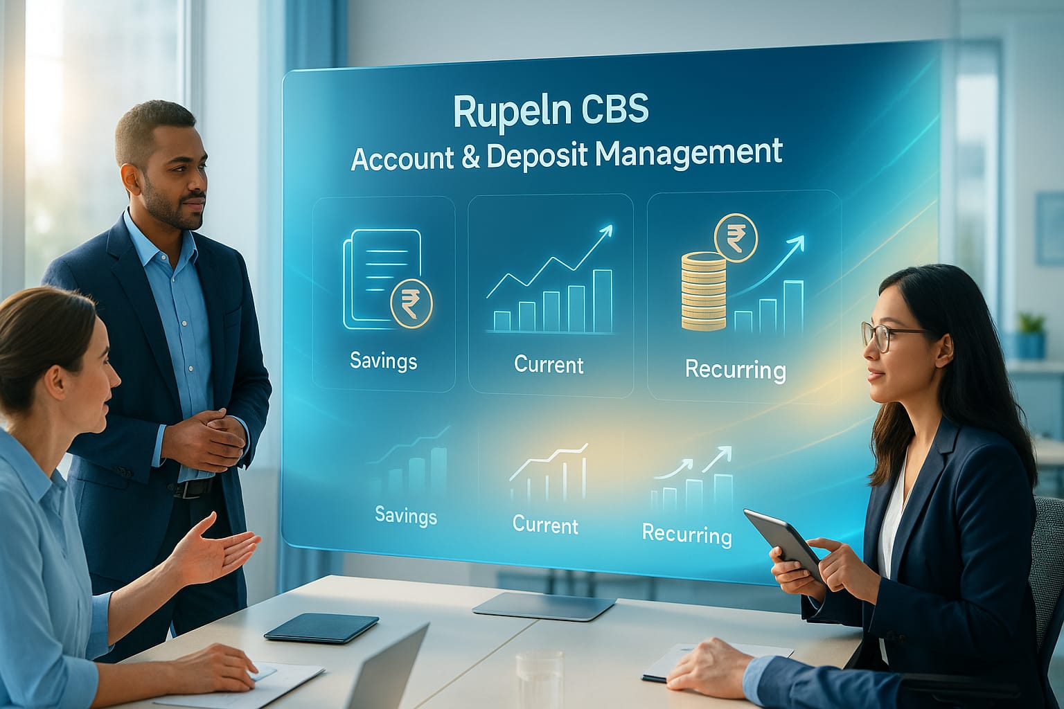 Savings, current, fixed and recurring deposit management in RupeIn CBS